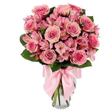 Rose &amp; Alstroemeria Blush flower bouquet for sale for Mother's Day, available at Ingallina's Gifts